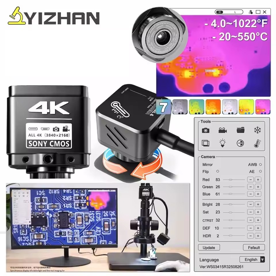 Electronics Repair Tools - YIZHAN サーマルイメージャー 256*192 ピクセル 4k 電子はんだ付け顕微鏡カメラ